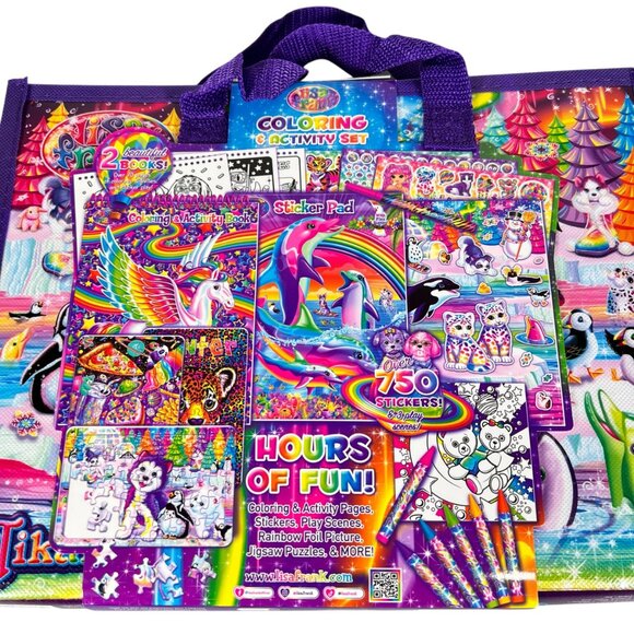 Lisa Frank Coloring & Activity Set w Fold Out Storage Case Puzzles 750 Stickers - Picture 6 of 10